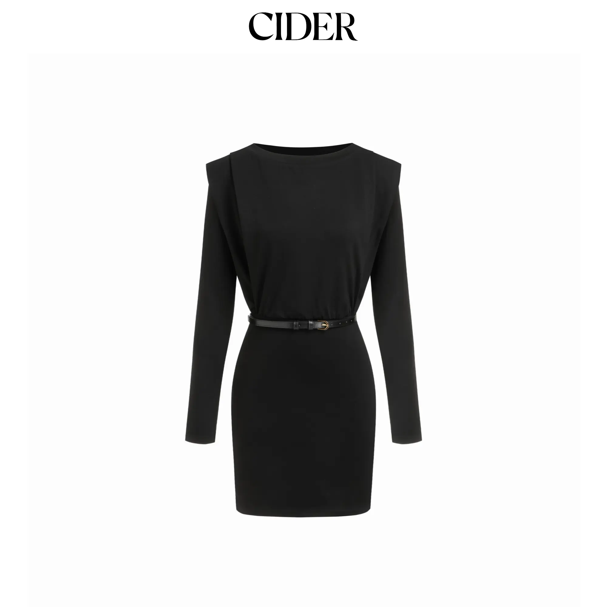 Cider Boat Neck Straight Mini Dress With Belt