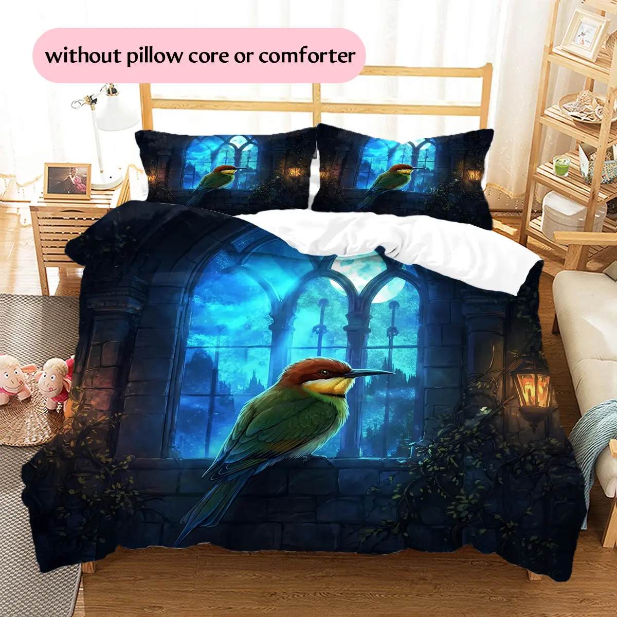 Window Chestnut-headed Bee-eater  Printed bedding set, duvet cover and pillowcases, home decor, Christmas decoration, bedroom duvet cover, Christmas gift, birthday gift (1 * duvet cover + 2