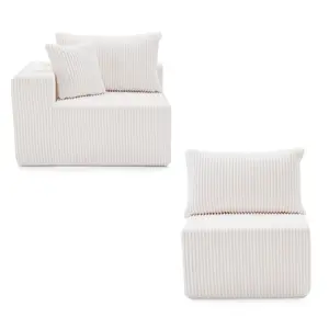 (Individual module) Modular Sofa with Deep Seat,Cloud Couch Sectional,Plush Corduroy L/U Shaped Boneless Couch, Convertible Sectional Couches for Living Room, 1 Seat
