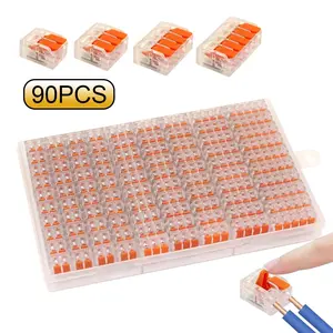 90pcs Electrical Quick Connectors, Durable Reliable Connectors, 2/3/5 Ports Wire Nut Connectors, Wire Connections Connector for Home & Office, Quick Snap Connector