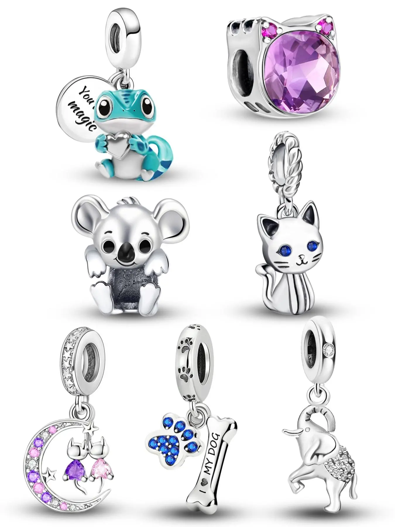 Animal Themed Charm, Cute Koala & Cat & Dog & Elephant Design Pendant, Fashion Accessories for Women & Girls, DIY Jewelry for Bracelet & Necklace Making