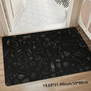 Super Soft 8mm Thick Magic Elements Door Mat, Mystic Witchy Style Front Door Welcome Mat for Entryway, Non-Slip, Thick Cushioning, 850gsm Washable Floor Mat for Kitchen Bathroom Bedroom Living Room Home Decor Area Rug