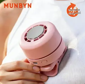 MUNBYN Portable Refrigeration Silent Mini Bladeless Fan, Electric Clip On Fan For Shirt, 3 Speed Waist Fan, Personal Fan, Rotating Body Fan Suitable for Outdoor Travel, Office, Sports, Summer Gifts for Friend