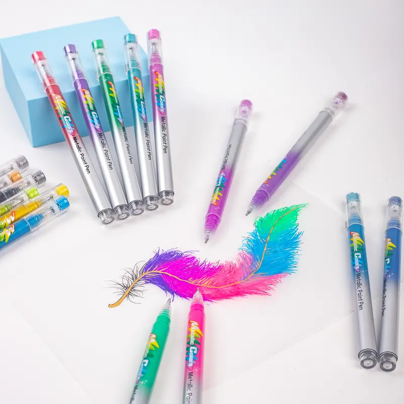 SASPOO Metal Gel Pen Acrylic Markers Set - 1.0mm Ultra Fine ST Point, Aesthetic Drawing & Painting Supplies for Journaling, Back to School Office Art Needs