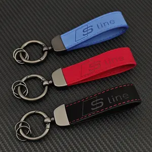 Luxury Suede Leather Car Keyring Sline Logo Keychain For Audi A3 A4 A5 A6 A7 A8 Q2 Q3 Q5 Q6 Q7 Q8 S4 S5 S6 S7 RS5 TT Accessories