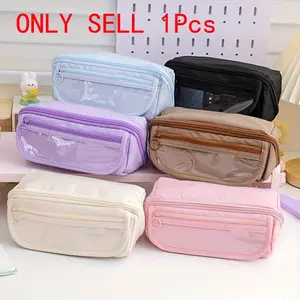 Large Capacity Canvas Pencil Case, Simple Handheld Stationery Box for Office School Men Women, Portable Makeup Bag, Ideal Back-To-School Gift, Office Supplies