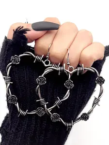 Women's Punk Style Heart Shaped Dangle Earrings, 1 Pair Trendy Rose Design Earrings, Street Y2k Goth Jewelry As Gift for Girlfriend, Fashionable Jewelry Accessories, High Quality Earrings