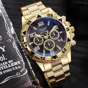 Men's Opulence High-Fashion Automatic Mechanical Wrist Watch - Waterproof, Diving Suitable, With Alarm, Stainless Steel Strap, Gold and Silver Design