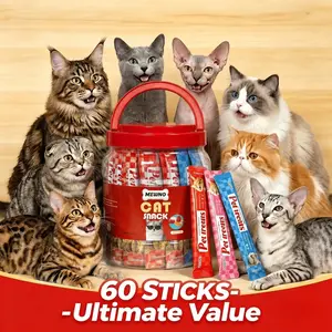 【60 STICKS] MEWNO Lickable Cat Treats, Hydrating Wet Topper, TikTokshop Spring Glowup, High Moisture No Grain, Tuna/Chicken/Salmon, Indoor Cats/Kittens/Seniors, Easy to Feed, Skin & Coat, Hydration, 2026 New, Safe Natural Supplements Food Dry Food Feeding