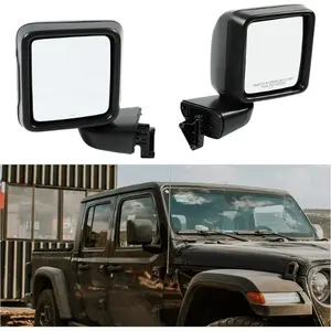 HECASA Side Mirrors Compatible with 2018-2022 Jeep Wrangler JL 2020-2022 Jeep Gladiator Black Mirror Covers Replacement for 82215138 Driver Passenger Side 2 PCS Car Accessories Automotive