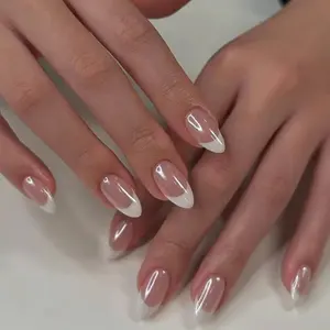 French Tips Glaze Chrome Press On Nails | Glazed Donut Nails | Fake Nails