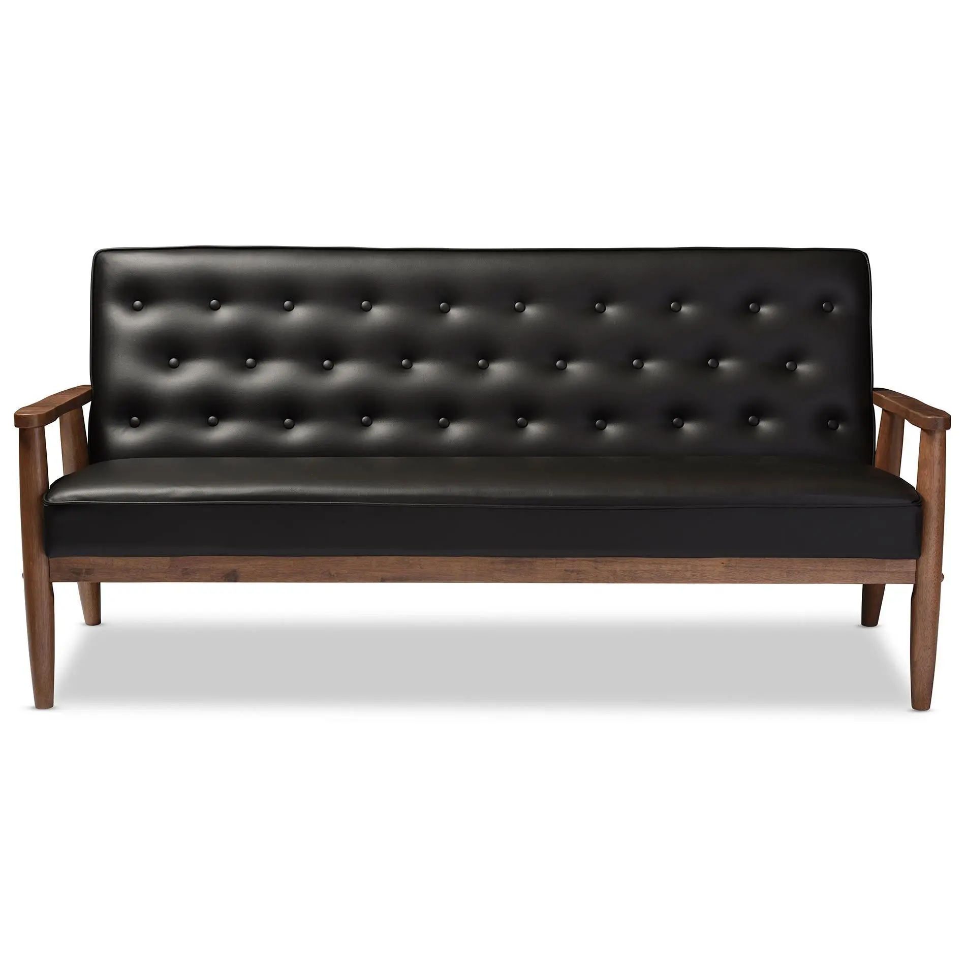 Sorrenti Mid-century Retro Modern Upholstered Wooden Sofa Sorrenti Mid-century Retro Modern Upholstered Wooden Sofa
