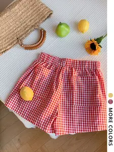 Women's Gingham Print Culottes, Casual Comfy Shorts for Daily Wear, Ladies Loose Bottoms for Summer, Womenswear, Chic Casual Shorts, Casual Relaxed Shorts, Athleisure Casual Shorts, Lightweight Casual Shorts, Checkerboard Print Shorts