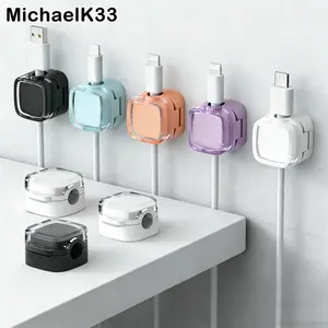 Stop Losing Your Cables | Magnetic Cable Organizer 6 Pack, Wall Mounted Cord Holder for Desk, Strong Grip Wire Management Clips for Office, Home, Bedside, Charging Setup