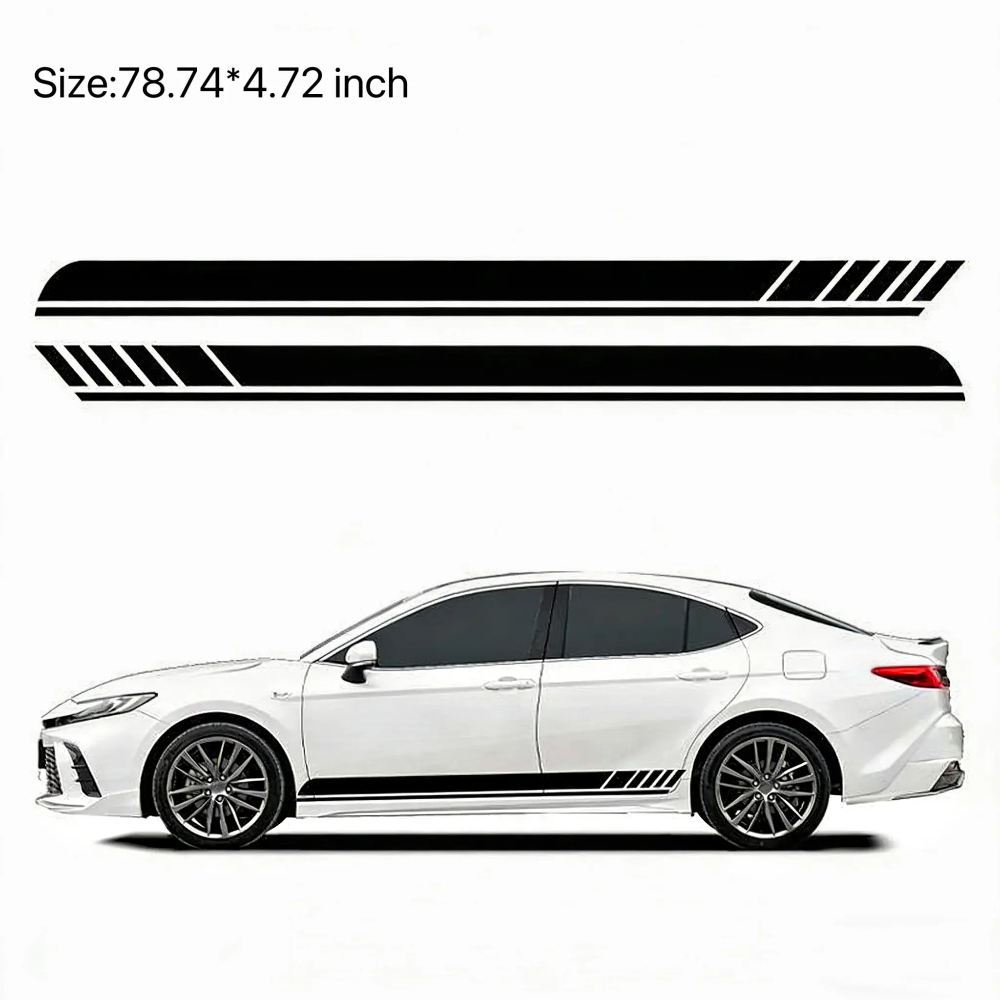 1 Pair Sports Racing Stripe Graphic Stickers, Car Body Side Door Vinyl Decals, Universal Car Decoration Accessories Decoration for Car SUV Truck Waterproof Vinyl Stripe Sticker Stylish Car Merch