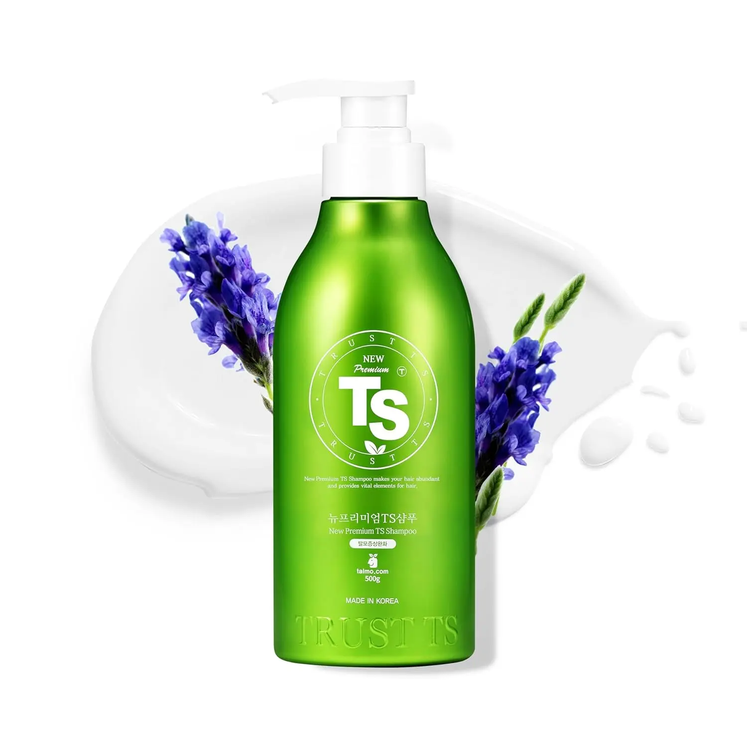 TS New Premium Haircare Shampoo, Korean Gentle Lavender Scent Hair Loss Care for Thinning Hair with Biotin Blend & Niacinamide, Zinc Pyrithione & 19 Botanical Extracts (16.91fl oz/500ml)