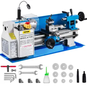 【fathersdaygift】VEVOR Metal Lathe 7"x12", Precision Bench Top Mini Metal Lathe 550W, Metal Lathe Variable Speed 50-2500 RPM Nylon Gear With A Movable Lamp for Precision Parts Processing