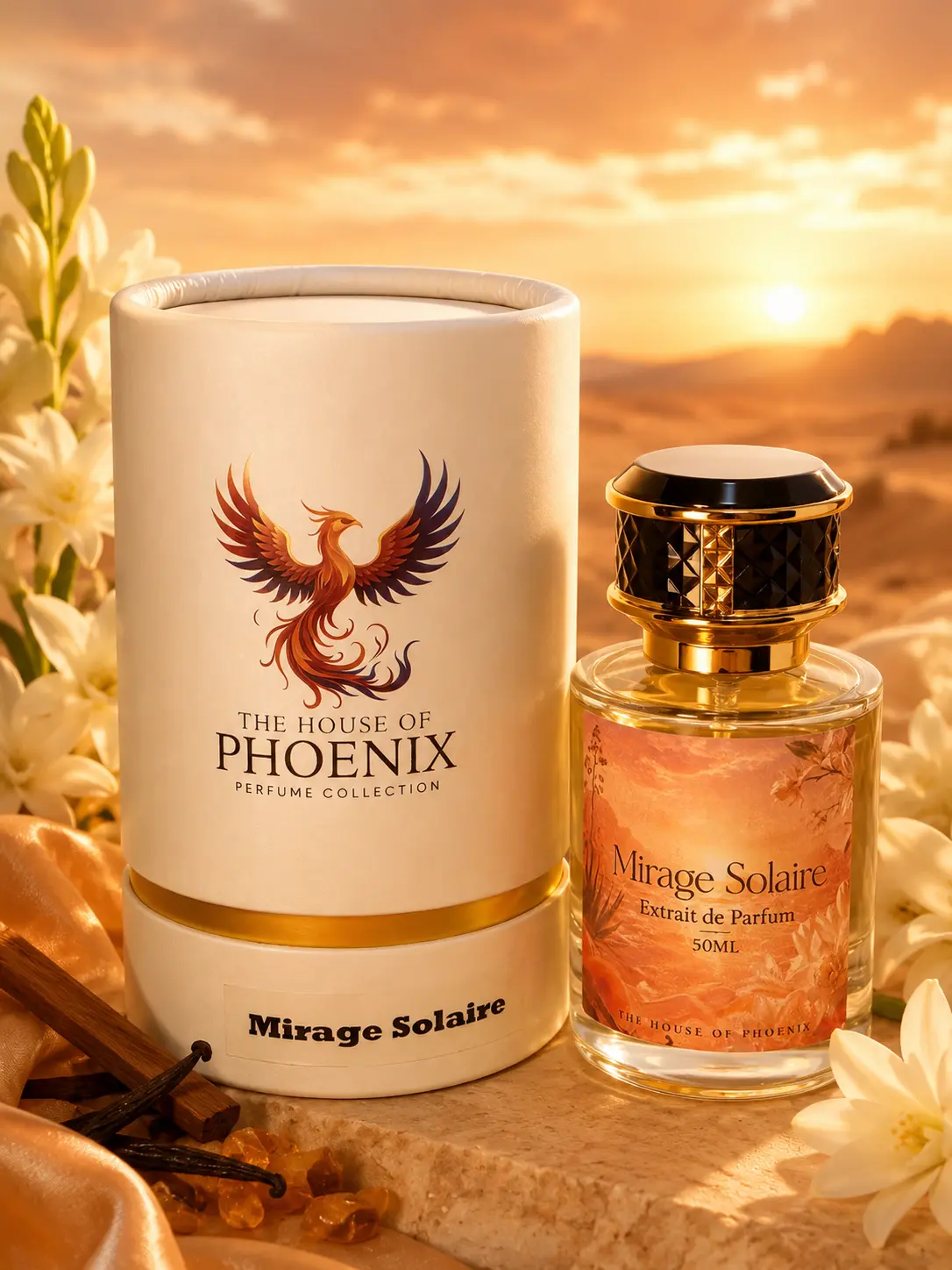 Mirage Solaire Unisex Extrait de Parfum - 50ML Woody Floral Everyday Perfume for Adults by The House of Phoenix, Warm Captivating Elegant Fragrance