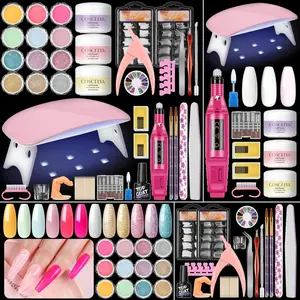 Acrylic Nail Kit for Beginners with Everything Nails Kit Acrylic Set with Drill and U V Light Professional Glitter Powder Decorations Rhinstones DIY Gifts for Women