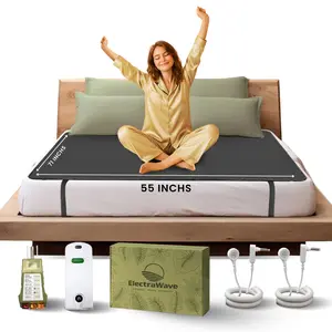 ELECTRAWAVE Grounding Mattress Cover Pad, Earth Connected Conductive Carbon Leatherette Grounding Sheets for Better Sleep, Relieve Pain, Reduce Inflamation