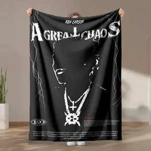 1 piece Ken Carson's album "A Great Chaos" themed flannel blanket - Super soft and warm flannel blanket, suitable for beds, sofas and camping, modern design, digitally printed pattern, all-season use, 100% polyester material, Throw Blanket