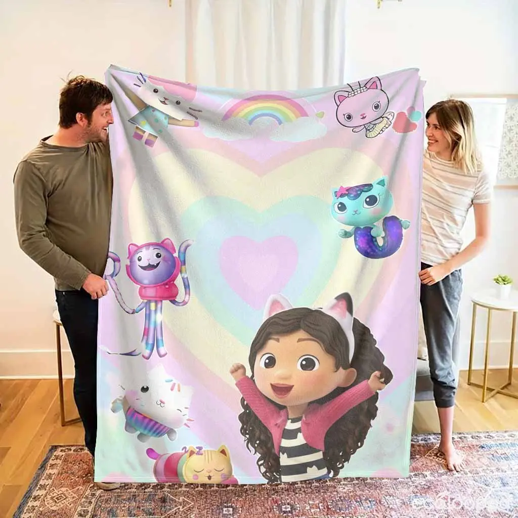 Gabby's Dollhouse Magical Rainbow Cat Premium Flannel T-Shirt - Anti-Pilling, Fadeslow Dye, Adorable Couch-to-Car Use Kitty Themed Kids' Gift (TikTokshopspringglowup)