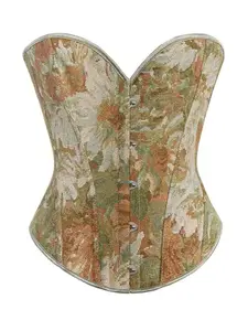 Women's Vintage Oil Painting Floral Pattern Front-closure Corset Top, Lace Up Backless Strapless Shapewear Corset for Daily Wear, Tummy Control Shaper for All Seasons, Strapless Jacquard Corset, Corset Waist Shapewear