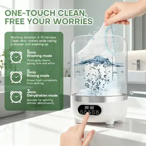 2-liter Lingerie Washing Machine with Drain Basket, 3000mAh, Fully Automatic Portable Mini Washing Machine with Strong Light Deep Cleaning And Spin Dryer. Suitable for Lingerie, Socks, Baby Clothes, And Can Be Used In Travel, Dormitories, RVs, Etc.