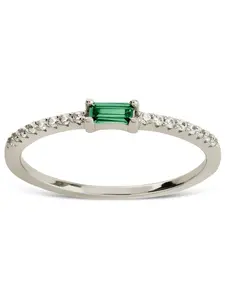 Sterling Silver Thin Emerald CZ Stacking Birthstone Ring