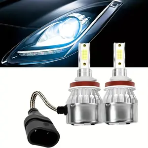 2pcs LED Car Headlights Road Legal C6 Bulb Aluminum Enclosure, H7 H4 H8 H9 H11 9005 9006, 6000k Headlamp, 12V Conversion Kit, High-Quality Replacement Bulbs