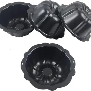 3.74inc Mini Carbon Steel Non-Stick Cake Pan – Round Pumpkin Fluted Mold, Reusable Eco-Friendly Baking Pan for Cupcakes, Muffins & Small Cakes