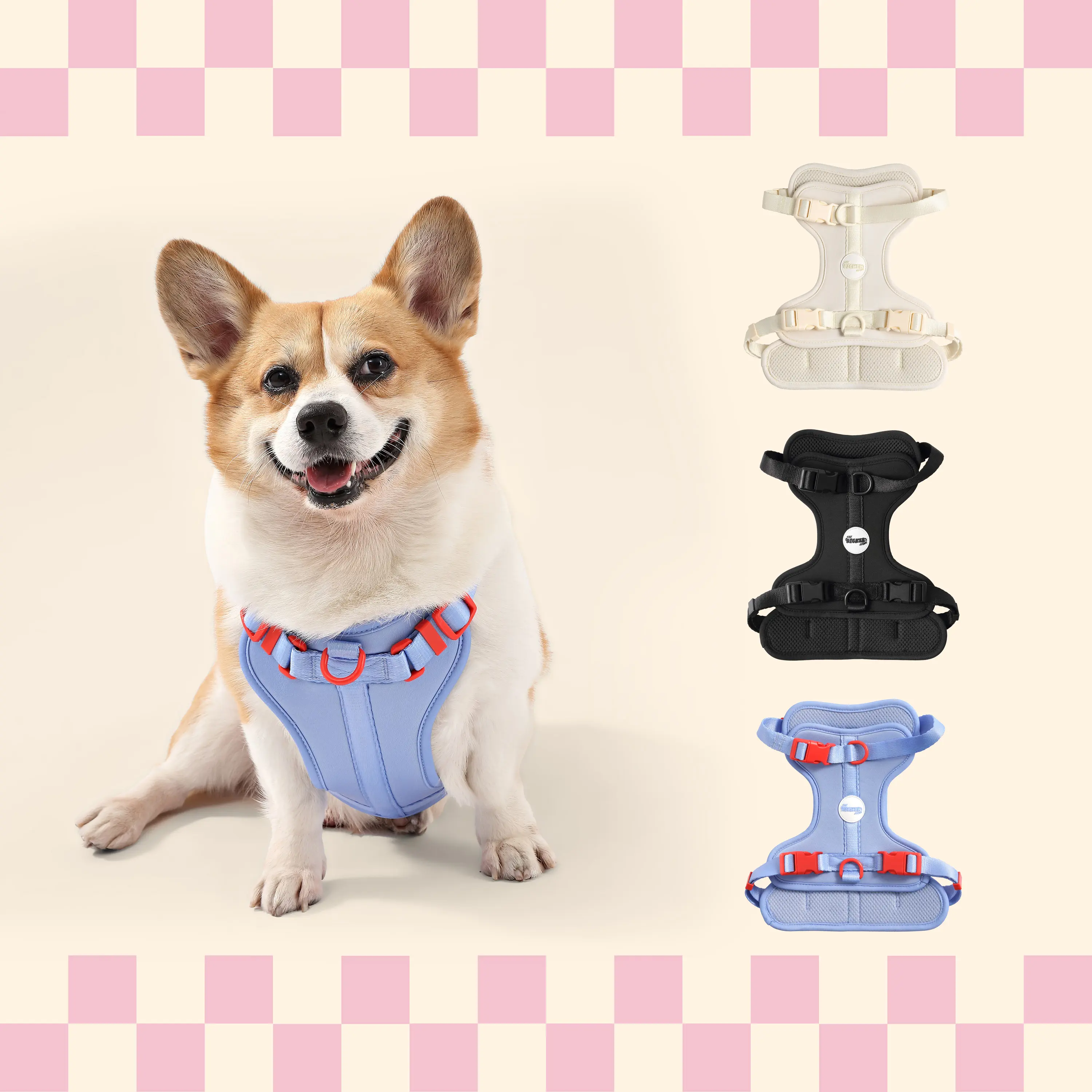 THE LICKER STORE Arlo Adjustable Soft Padded No Pull Pet Harness with 3 Buckles and 3 Leash Clips