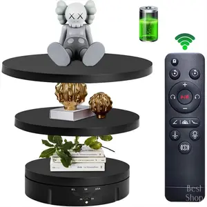 3 in 1 Electric 360 Degree Shooting Turntable Adjustable Speed and Angle for PhotographyLive Shows 3 Display Plates High Endurance