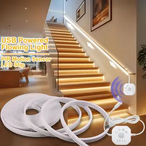 Human Body Sensing Light, LED Motion Sensor Light Strip, LED Motion Sensor Step Light, White Warm Neon Flex Strip with USB Interface, for Staircase, Hallway, Balcony, Wedding Decor, Home Decor Light, LED Mood Light