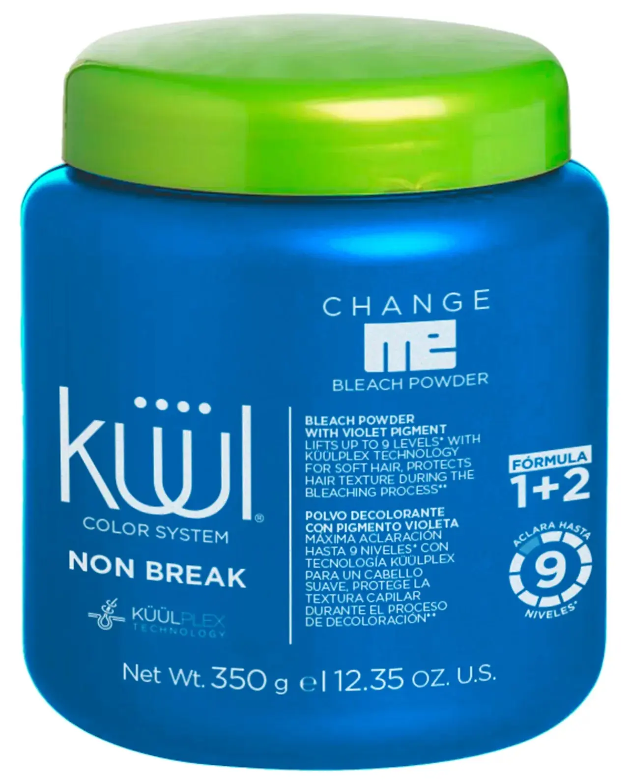 Kuul Change Me Bleach Powder ( 12.35 oz / 350 g ) NON BREAK - 1 + 2 Formula – 9 Niveles de Aclarado Polvo con KUULPLEX