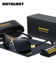 Unisex Vintage Trendy Casual Aviator Tinted Lens Frames Sunglasses, Sporty UV400 Protection Polarized Sunglasses for Men & Women, Fashion Accessories for Outdoor Activities