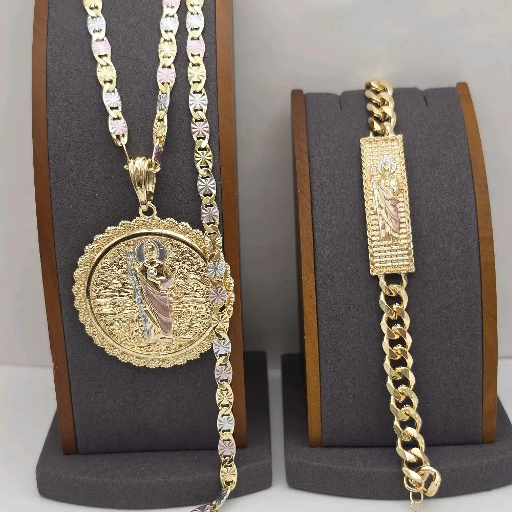 SAINT JUDE RELIGIOUS set necklace with bracelet gold-plated three colors fashion design