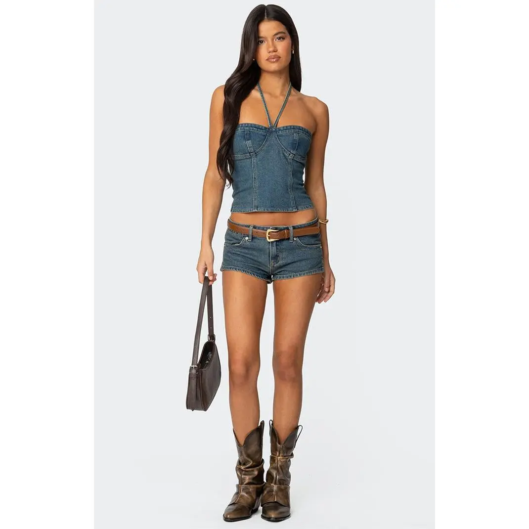 Edikted Women's Jagger Low Rise Denim Shorts