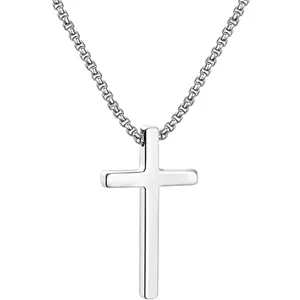 Cross Necklace for Men,  Cross Stainless Steel Pendant Necklace, Mens Cross Chain