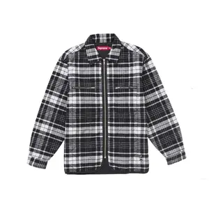 Supreme Quilted Flannel Zip Up Shirt Black (men) by StockX