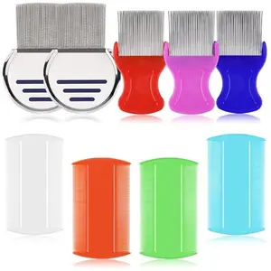 9 Pcs Lice Combs, Flea Combs, Hair Comb Double Sided Fine Tooth Combs, Removal Dandruff Comb with Metal Teeth, Stainless Steel Louse and Nit Comb for Head Lice Treatment