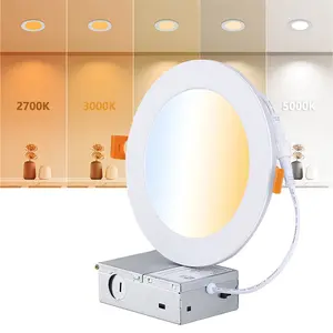 Comiled 12 Pack Recessed Lighting 4/6/8 Inch Canless Ultra Thin Wafer Downlight Soffit Pot Ceiling Light, Dimmable & 5 Color Temperature Selectable, 120Vac, ETL Listed