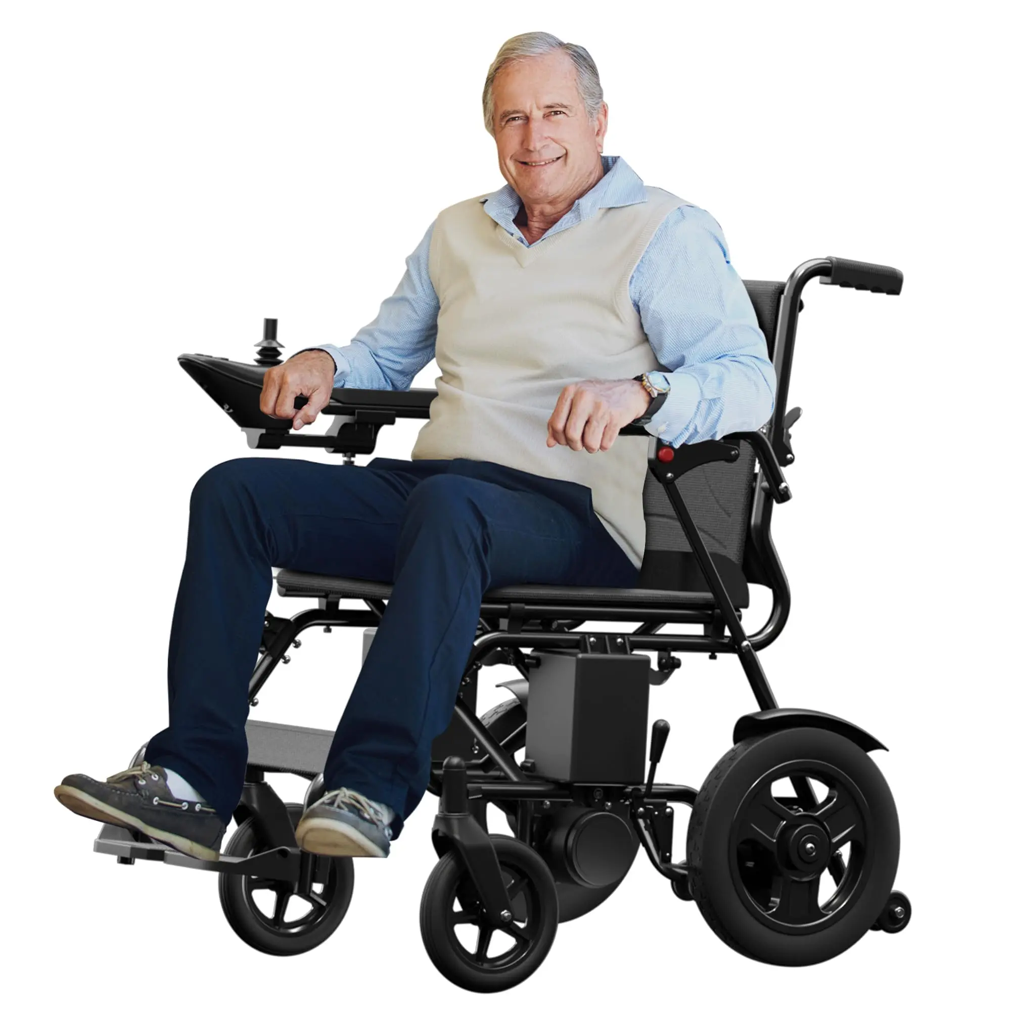 DPRO-Z Foldable Compact Portable Electric Power Wheelchair for Adults - All-Terrain Model, 15mi Range, 300 lbs Capacity, Easy Car Trunk Transport Leisure Healthcare Equipment