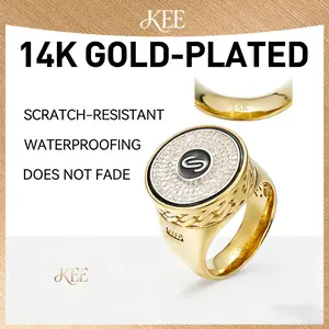 14K Gold Plated Zirconia Eternity Ring Cluster Iced Out Lab-Simulated Diamond Band Micropave Bling Ring for Women & Men's Wedding Engagement Ring