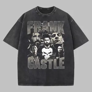 Oversized Frank Castle Character Wash Tee, Daredvil Inspired Graphic Tee, Unisex Fan Shirt