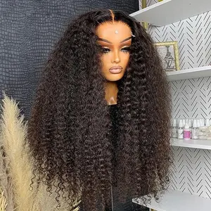 Bling Hair Kinky Curly Wigs Human Hair 13x4 Transparent Lace Front Wigs 36 40 Inch 13x6 HD Lace Frontal Wig Curly Human Hair Wigs  For Women Pre Plucked 180% Density
