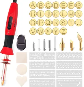 Wood Burning Pen Leather Pyrography Tool Burner Kit 26 Letters Temperature Adjustable for Woodburning Engraver Carver Crafts