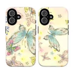 Y2K Glitter Butterfly Phone Case – Cottagecore Fairycore Phone Cover for iPhone 11–17 & Galaxy S21–S26, Sparkle Floral Pattern, Cute Coquette Soft Girl Aesthetic, Trendy Gift for Her