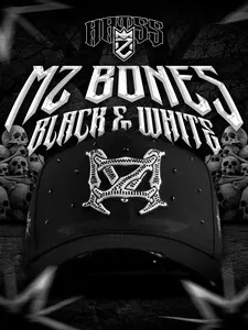 MZ BONES Black & White Cap with Distinctive Logo and Studs for Unique Style