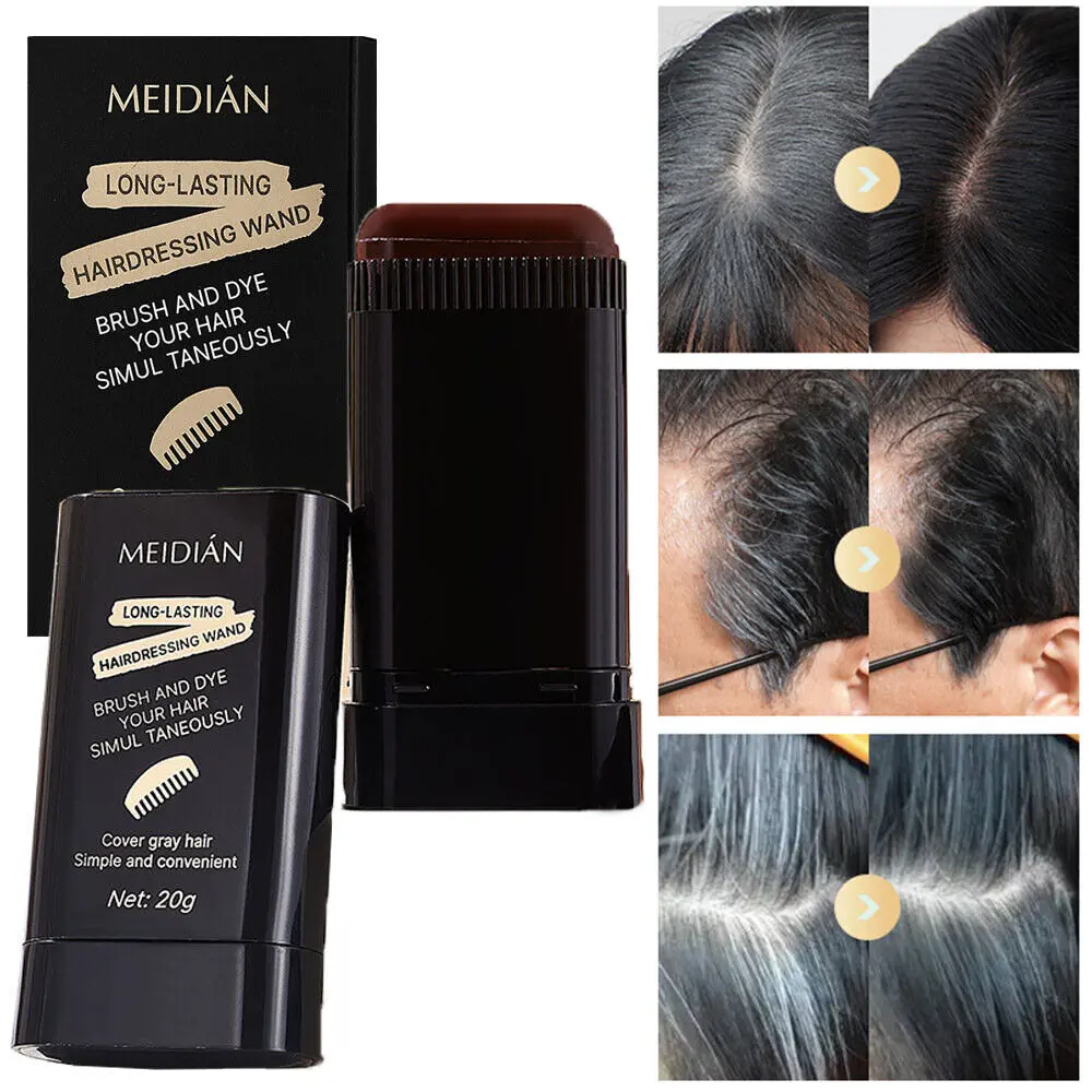 2-in-1 Hair Color Stick & Comb, Long-Lasting Waterproof Color, Sweat-Proof, Quick Root Touch-Up, Coloring Tool for Women & Men